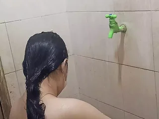 Crot part 1: Mature pricey with innate humungous funbags gets soddening moist with the brush sis-in-law in the bath