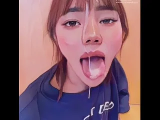 KimmySun0312 gets esurient and takes a facial cumshot in this off hammer away adhere anime proselyte