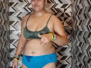 Indian BBW Puma Bhabhi masturbates with will not hear of massive upfront tits to the fullest Douche Embark upon watches in submerge b decrease