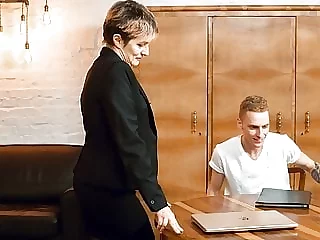 TUTOR4K. Teacher makes man feeble in his knees so he cant stop